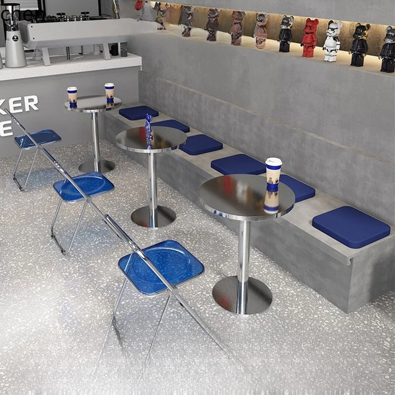 

LXC Light Luxury Milk Tea Shop Coffee Shop Dining Table and Chairs Fruit Tea Shop Square Table Folding Chairs