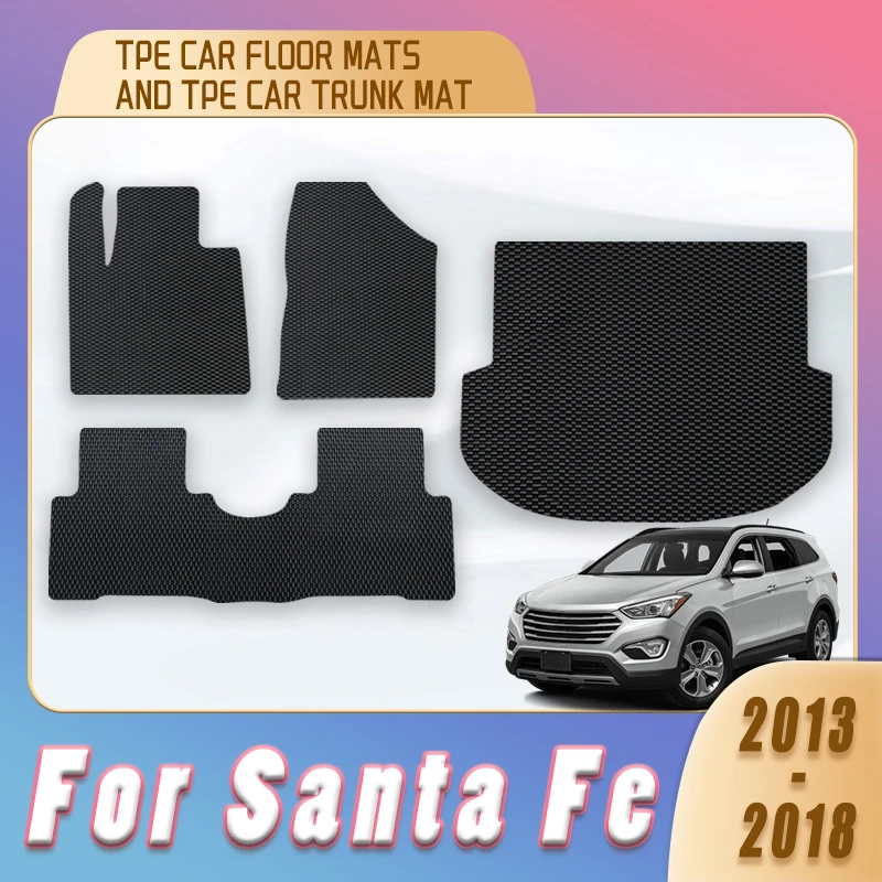 

TPE Car Floor Mats Trunk Carpets For Hyundai Santa Fe 2013 2014 2015 2016 2017 2018 Interior Accessories Foot Rugs Replacement