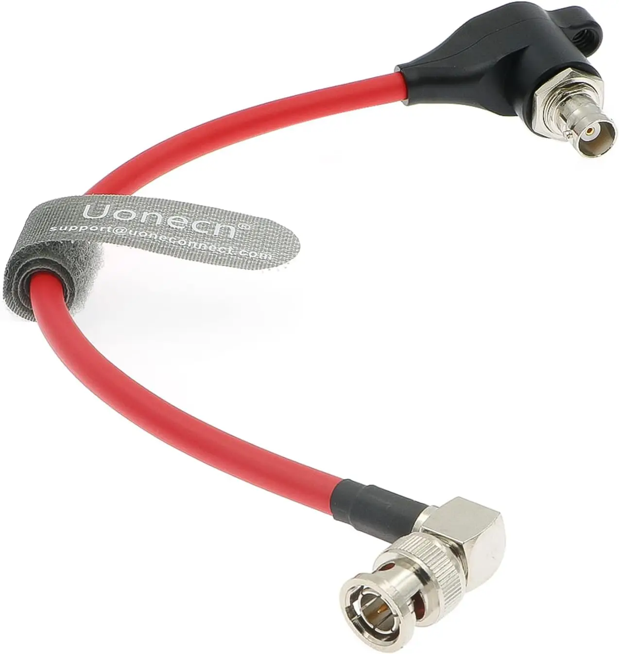 Cable Protector HD SDI, Cable SDI con Aislamiento Galvánico, BNC a BNC Hembra en Ángulo Recto para Cámara RED-Komodo, 20CM, Rojo, Ángulo Recto