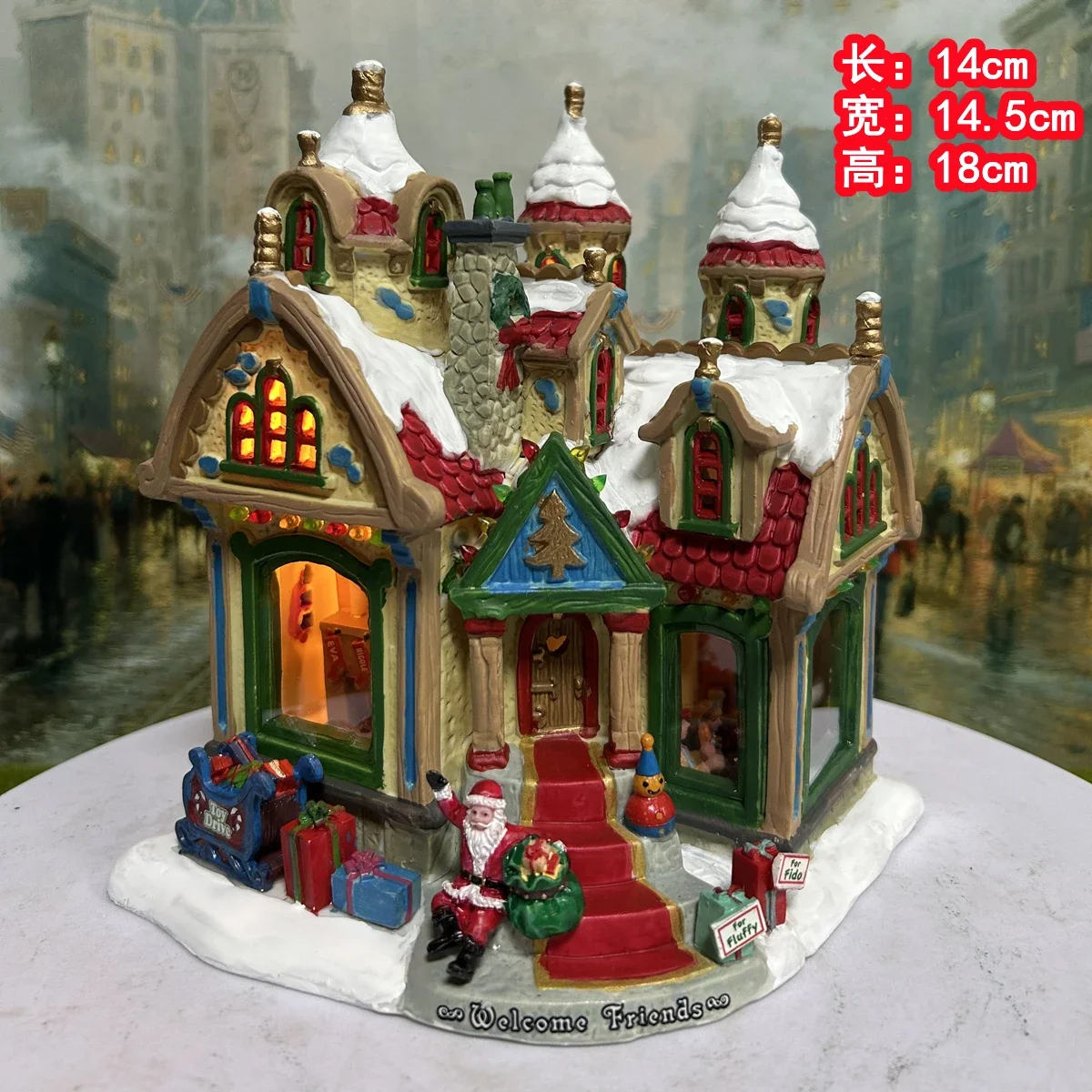 Christmas Decoration Lemax Ceramic European Style House Miniature Figurine with Lamp Home Furnishing Living Room Ornaments Gifts