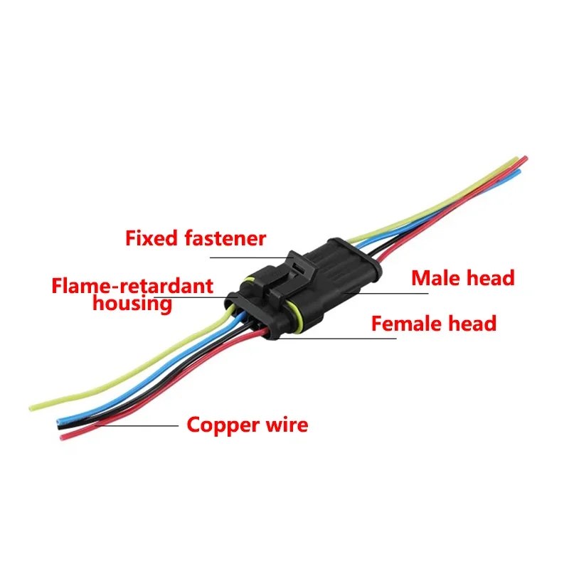 5Sets AMP Waterproof Electrical Auto Connector Male Female Plug with Wire Cable harness for Car Motorcycle 1P 2P 3P 4P 5P 6P Way