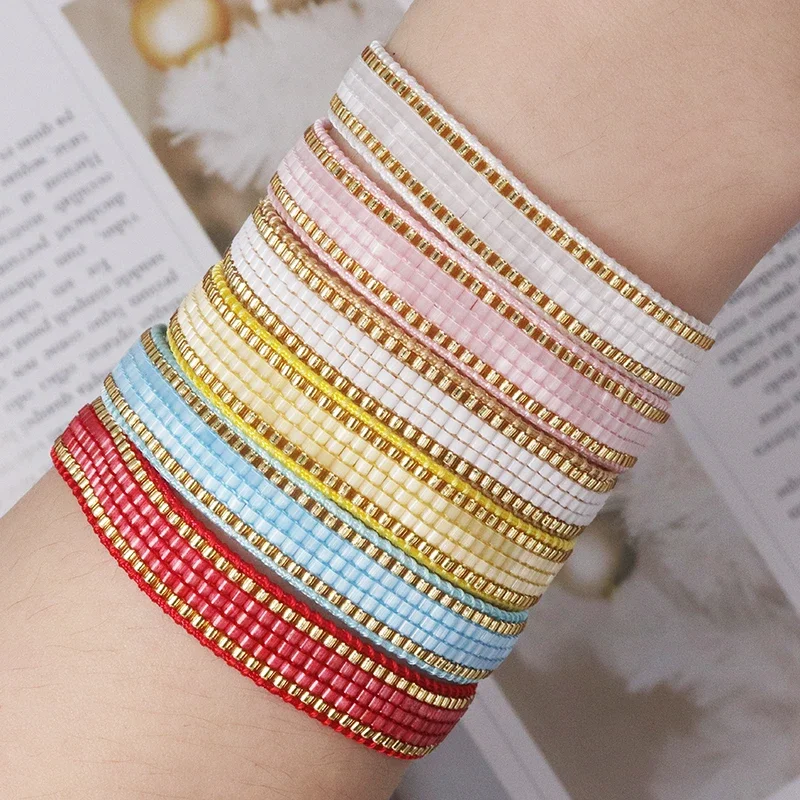 

Trendy Rope Chain Strand Bracelets Europe America Vacation Female Friendship Jewelry Miyuki Beads Minimalist Design