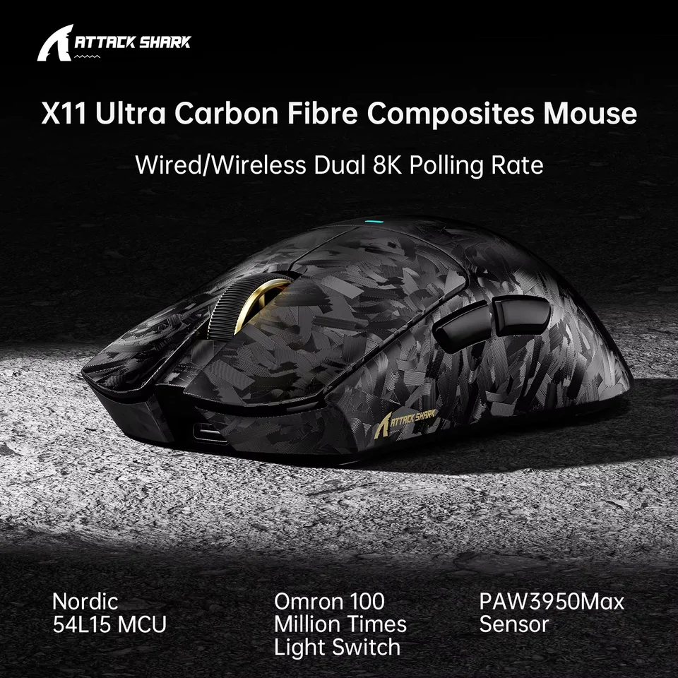 X11 ATTACK SHARK X11 ULTRA Gaming Mouse 2.4G Wireless Bluetooth
