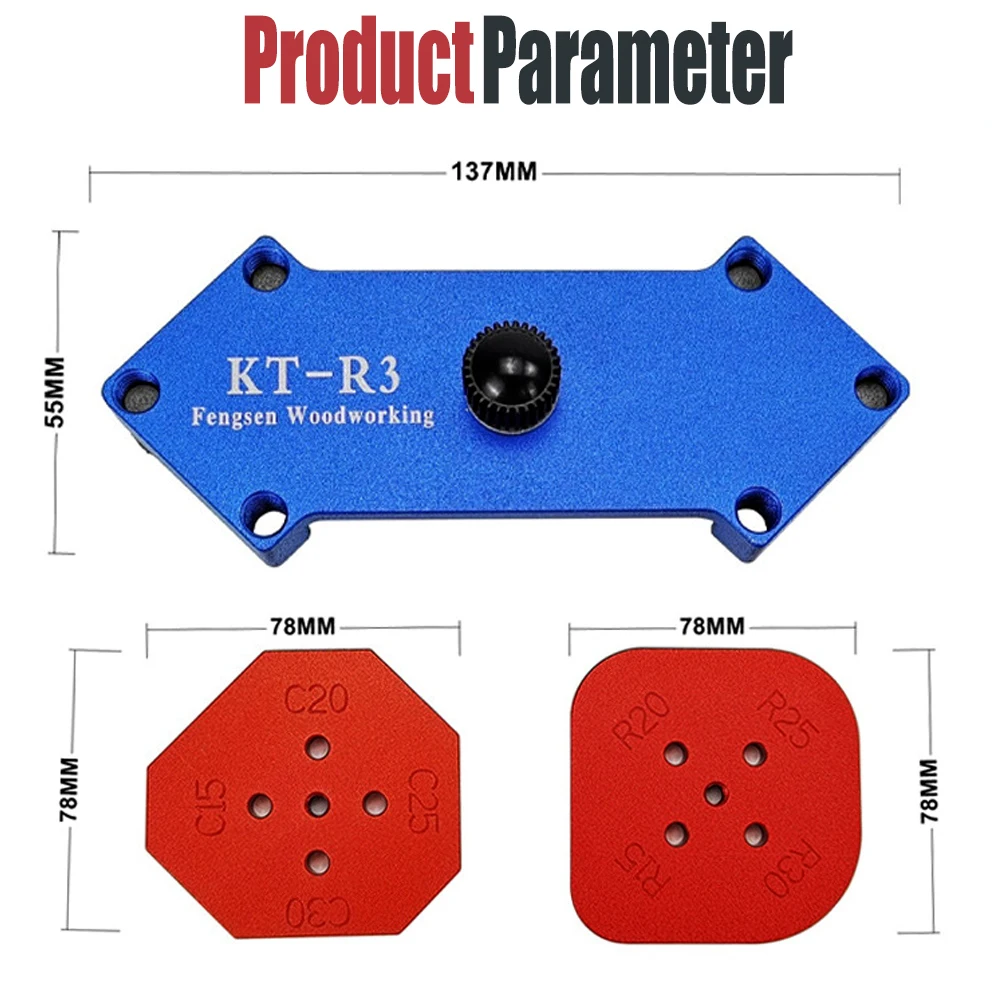 Новый профессиональный набор угловых приспособлений для радиуса, шаблон для обрезки из алюминиевого сплава для деревообрабатывающего фрезерного станка, филе и направляющая под углом 90 градусов
