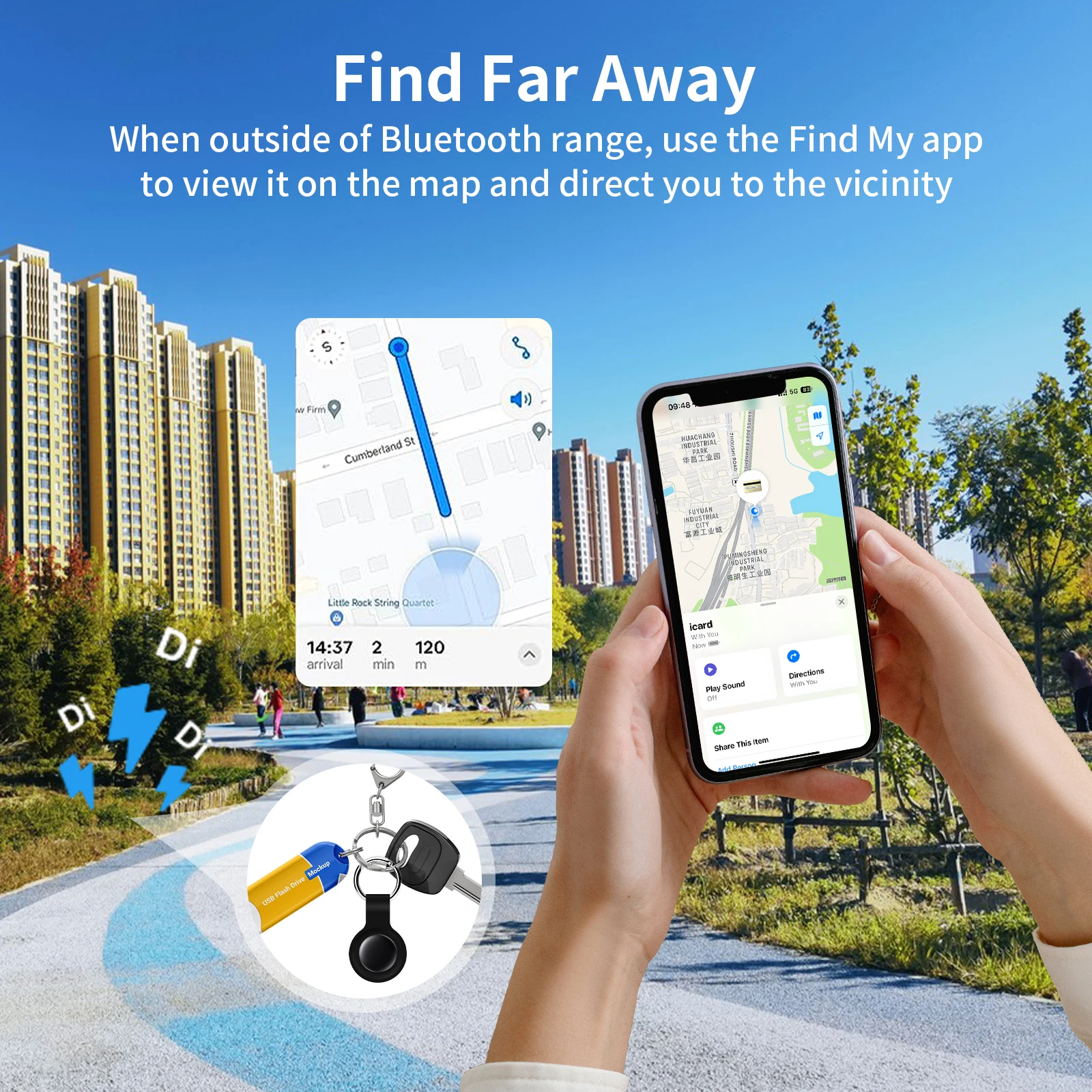 Security Bluetooth GPS Tag Based on Apple Find My app Anti-lose Tracker Sound Locating Message Reminder Alarm Device Key Finder