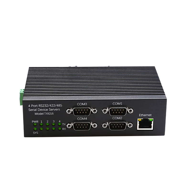DIEWU Din Rail 4 منافذ محول جهاز تسلسلي صناعي إلى إيثرنت RS232 / RS485 / RS422 معدات نقل المنفذ التسلسلي