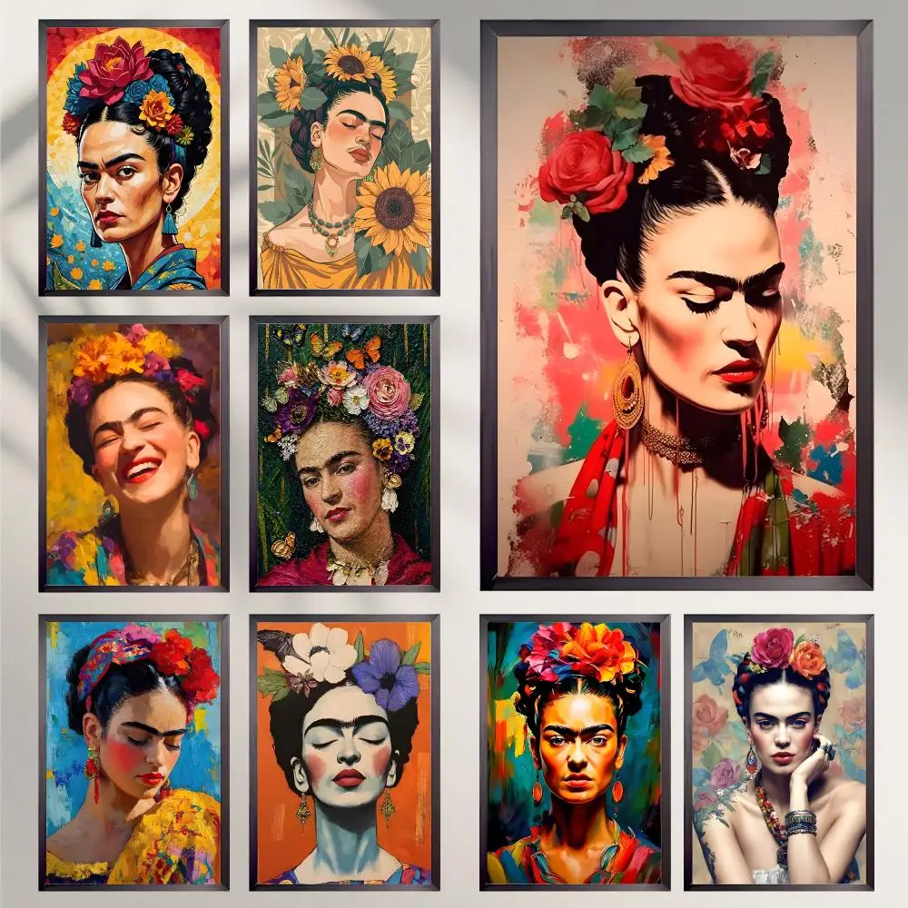 art Frida Kahlo Poster Poster HD Self-Adhesive Art Print Waterproof Wall Decor for Bedroom Living Room Decor Gift