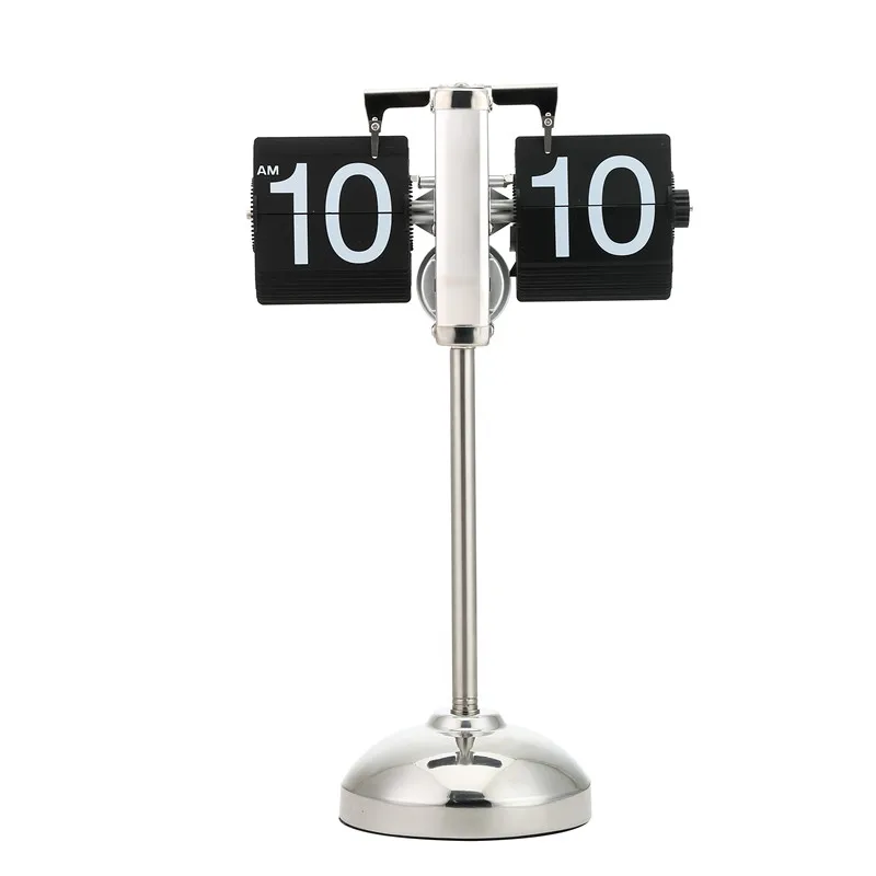 Silent movement, high-tech, stainless steel stretchable living room flip clock