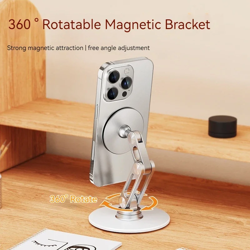 Adsorbable Mobile Phone Tablet Holder Desktop Metal Tablet Computer Lazy Base Rotating Magnetic Suction Holder