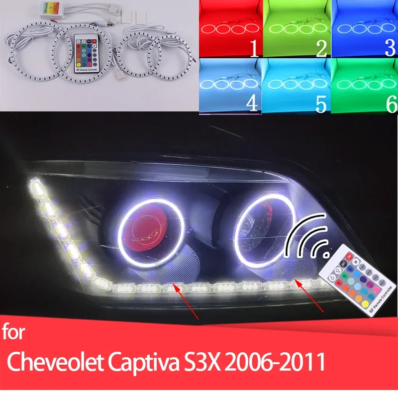 LED Light Rings RGB multi-colored RF Remote Control  Ring Angel Eyes for CHEVROLET CAPTIVA S3X 2006-2011 Accessories