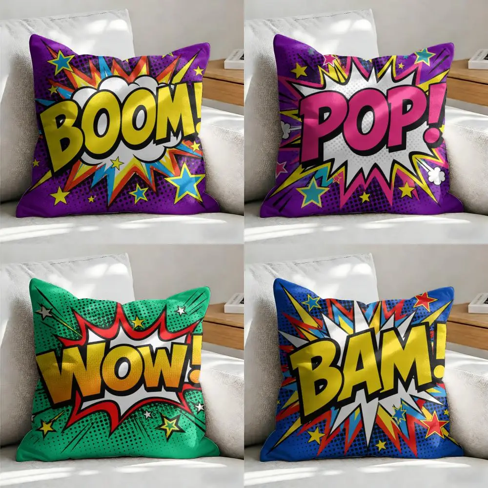 Comic Bubbles Cushion Cover Soft Short Plush Pillow Cover Smooth Cozy Texture Aesthetic Cushion Case Home Decor