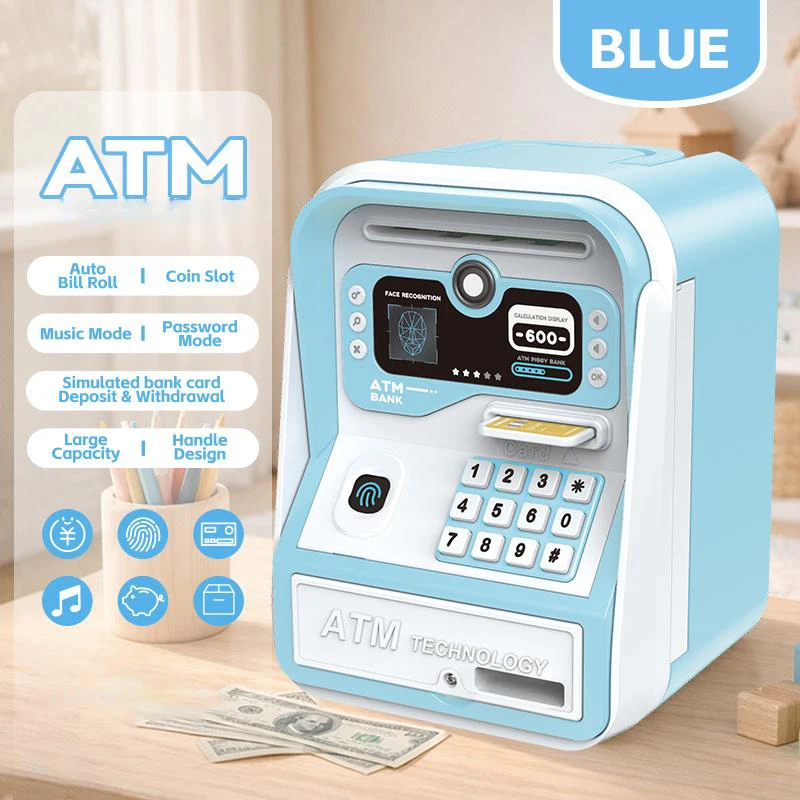 Electric ATM Money Box Piggy Bank Automatic Roll Cash Deposit Password Money Saving Box with Music Xmas Birthday Gifts For Kids