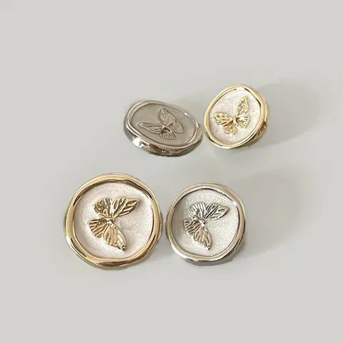 1Pcs 18mm 23mm Round Metal Button Butterfly Button for Shank Sewing Accessories Decorative Button for Clothes Jacket Handicraft
