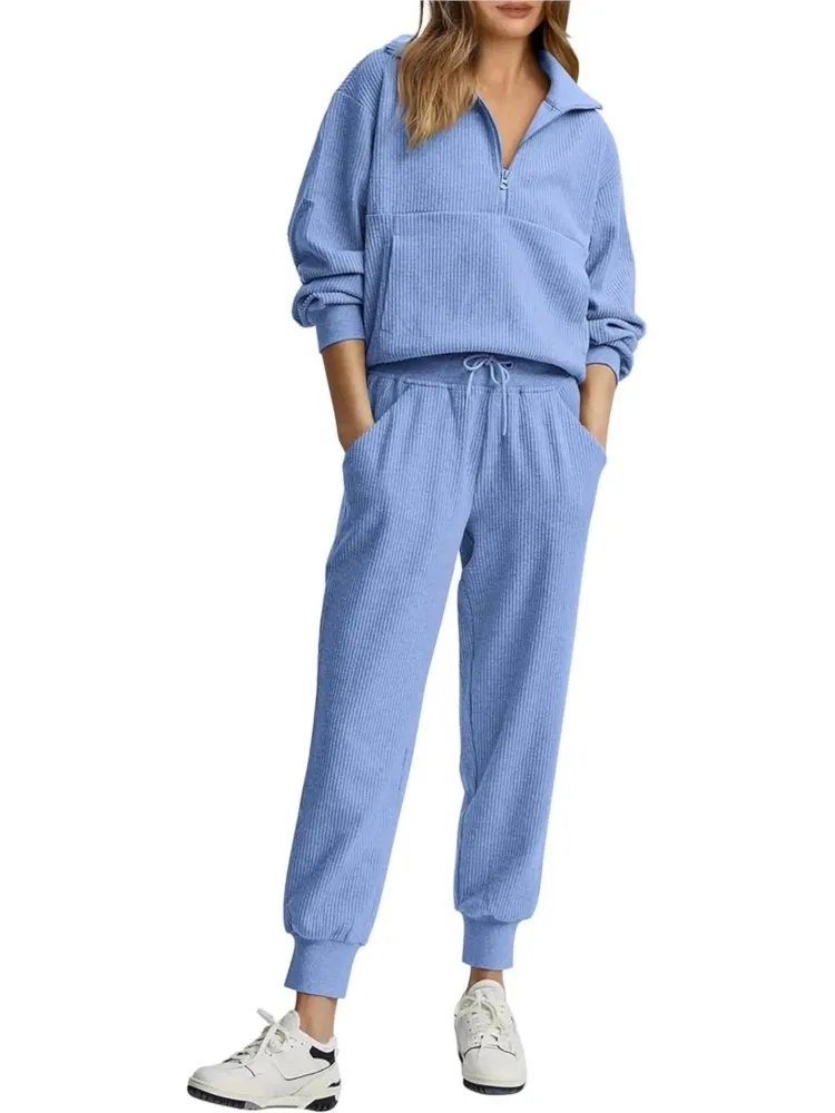 

Весенне-осенний женский модный свитшот, комплект из двух предметов, топ с длинными рукавами на молнии и брюки, женский уличный костюм для отдыха