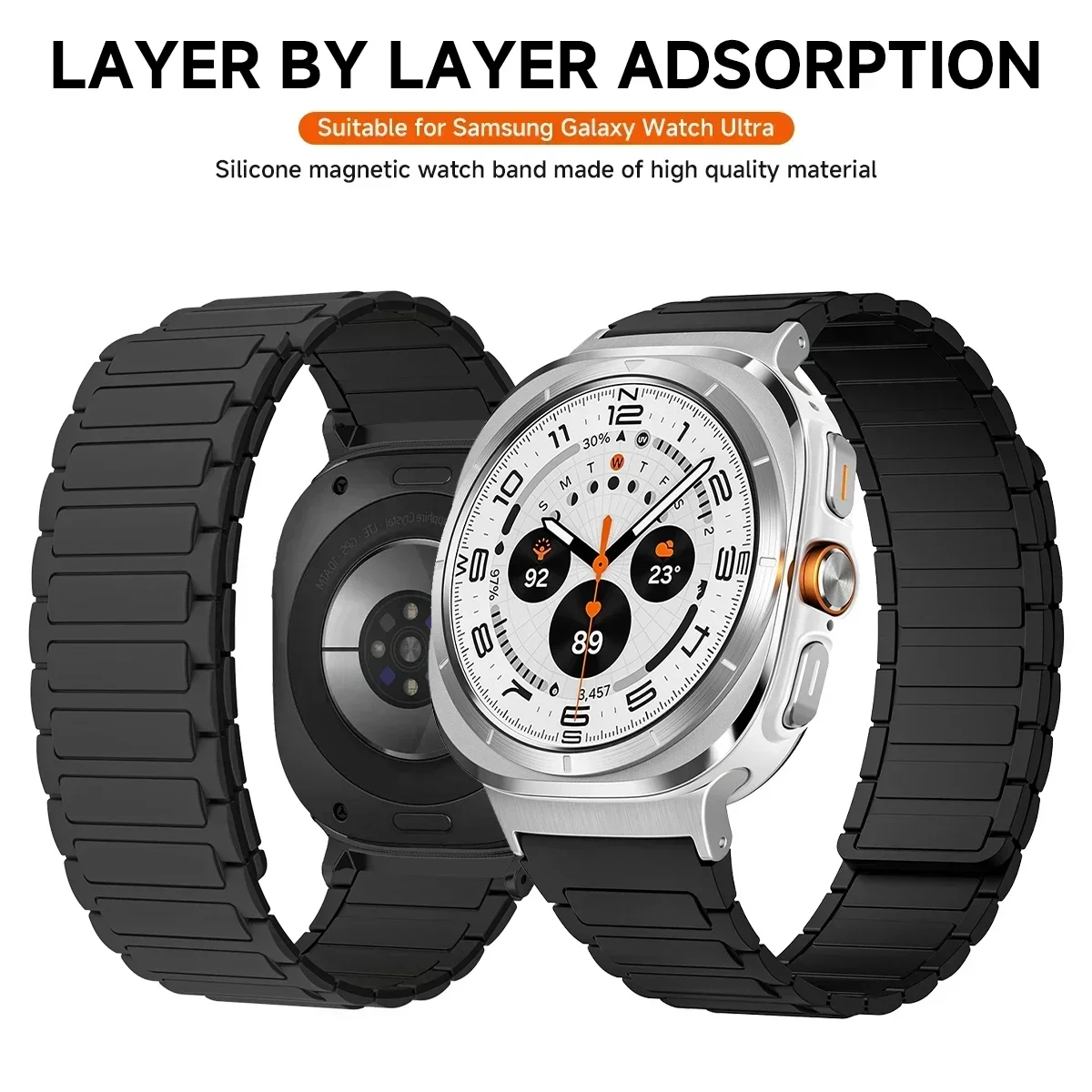 สายซิลิโคนแม่เหล็กสําหรับ Galaxy Watch 7 Ultra 47 มม.สร้อยข้อมือสําหรับ Galaxy นาฬิกา Ultra 47 มม.ไม่มีช่องว่าง Quick สายรัดข้อมือใหม่