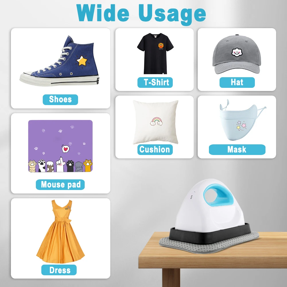 500 واط المحمولة آلة الصحافة الساخنة نمط نقل الحرارة DIY بها بنفسك القمصان والأحذية والحقائب والقبعات وطباعة مشاريع الفينيل HTV الصغيرة #4