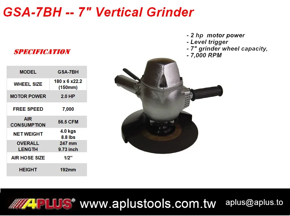 APLUS GSA-7BH Air angle Grinder, Vertical 7