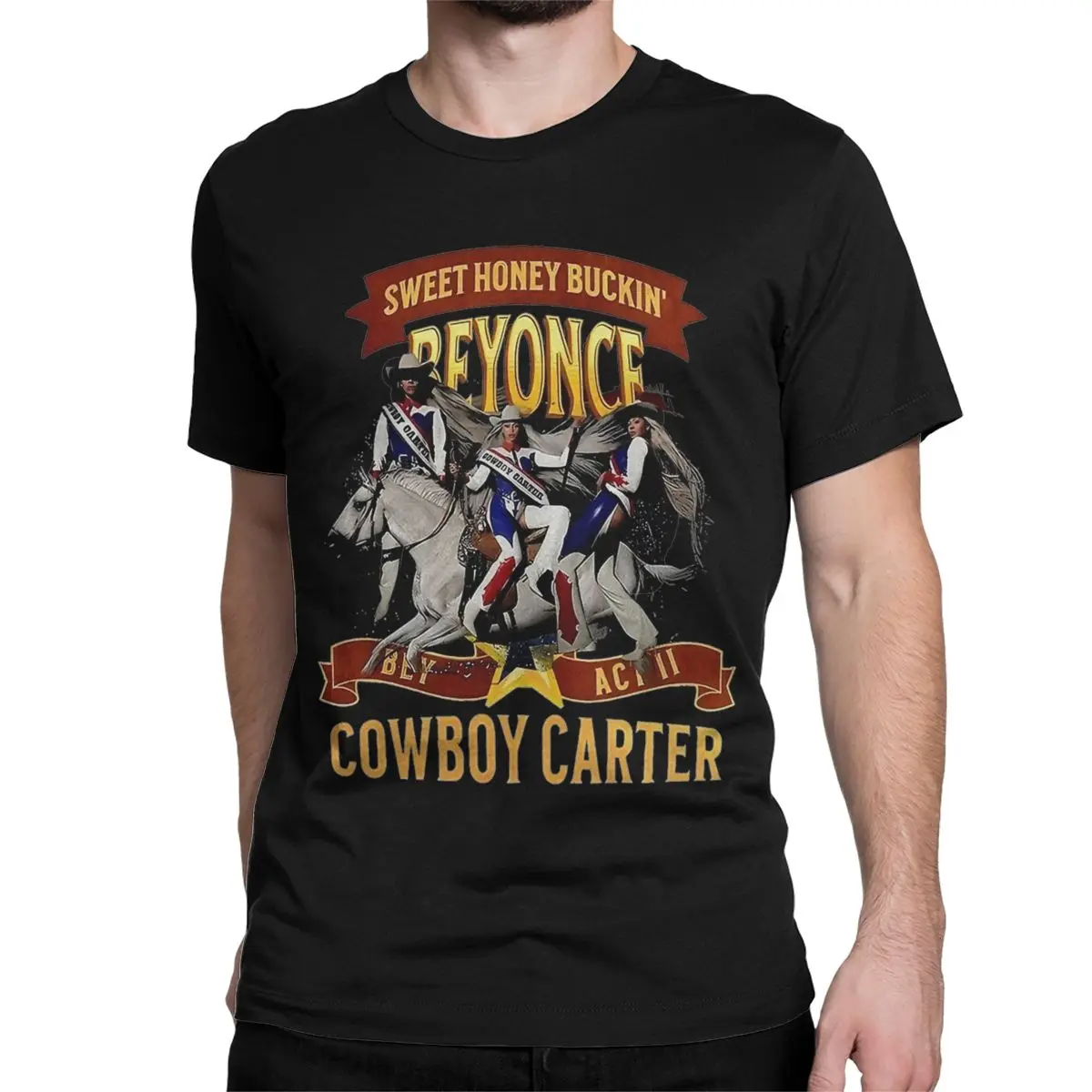 VANTAGE Renaissance Cowboy Carter T-Shirts for Men Women Beyonces Vintage Pure Cotton Tees Short Sleeve T Shirt 4XL 5XL 6XL Tops