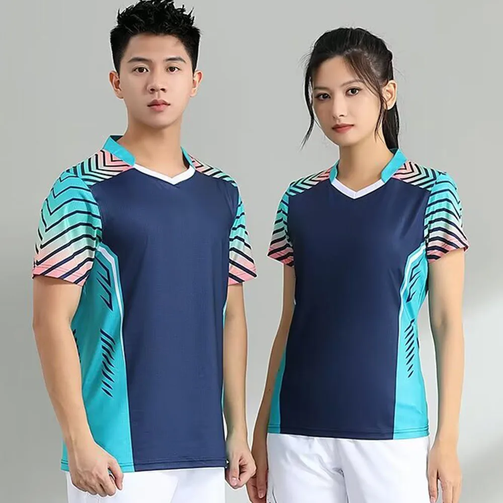 Short Sleeve Sports Tennis T-shirt Jersey for Men Women 2024 Summer Quick Dry Print Table Tennis Ping Pong Badminton Uniform Top