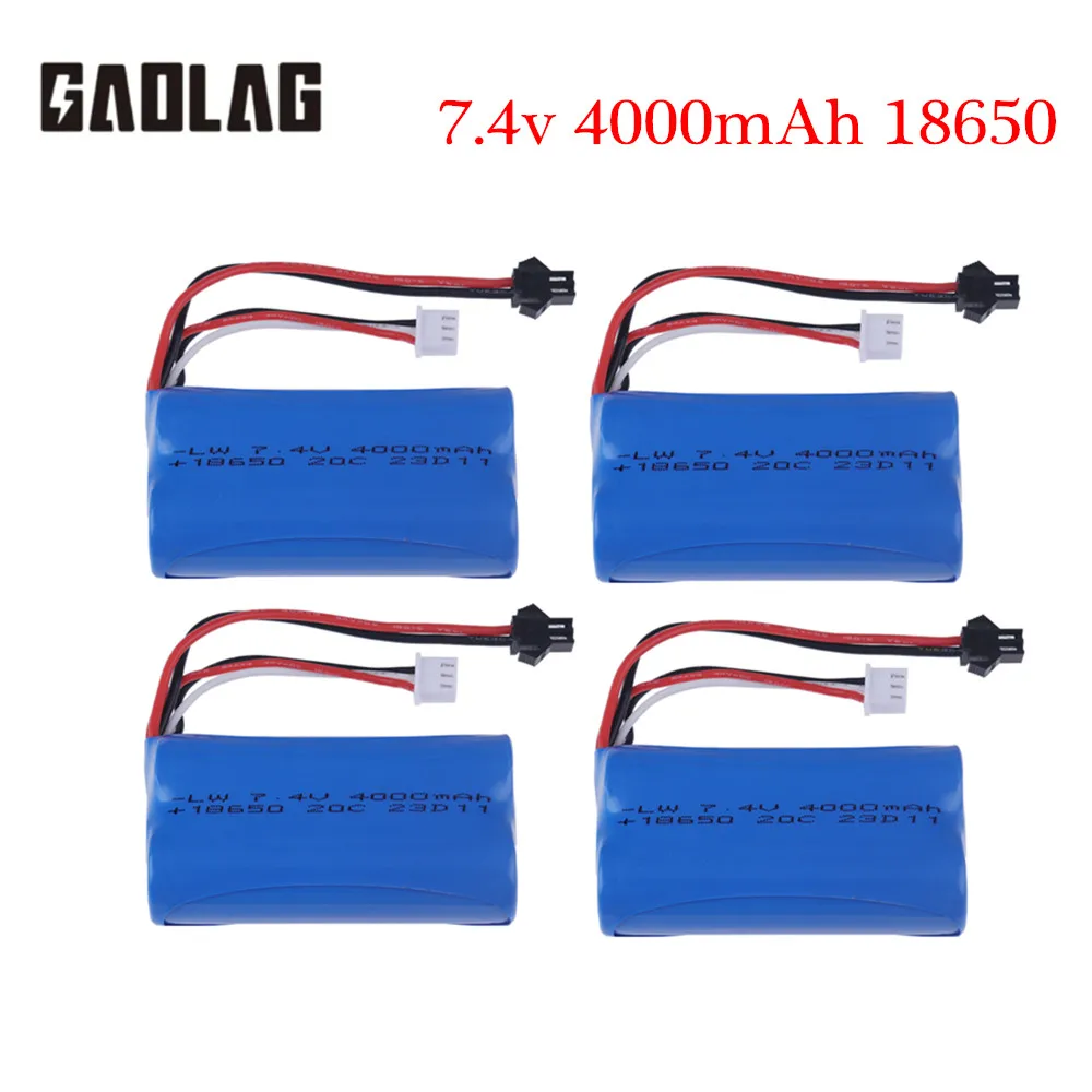 Plioバッテリー,smプラグ付き,7.4v,18650バッテリー,wpl mn99s,d90,u12a,s033g,q1,h101,h103,rc,ボート,タンクパーツ用,2s