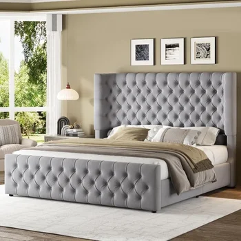 Curved Wingback Platform Bed 1