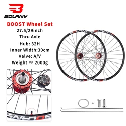 BOLANY Boost Wheelset Thru-Axle 15*110mm 32H HG XD MS 27.5 29 Inch MTB Double Rim Disc Brake Wheelset Bicycle Accessories