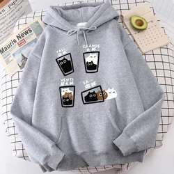 Cartoon Cat Coffee Medium Cup Large Cup Men'S Hoodies Casual Senior Sweatshirt Pleasure Personality Hooded Jacket Daily Clothing