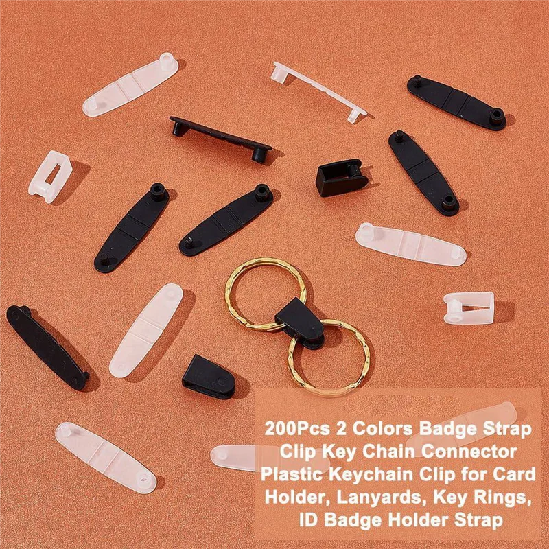 200 Buah Klip Gantungan Kunci Plastik Gantungan Kunci Konektor Snap Tab 1.4 Inci Klip Tali Lencana Konektor Gantungan Kunci Tahan Lama