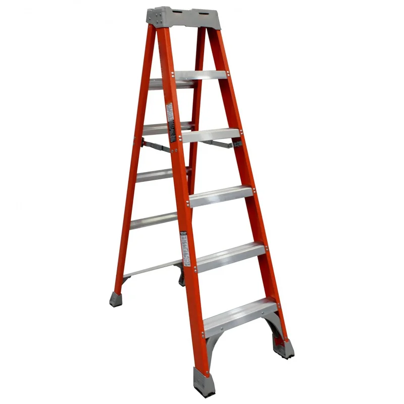 custom.Popular 8 Ft Durable  Fiberglass Step Ladder with Platform 300 Pound Load Capacity Industrial Home  Warehouse Us