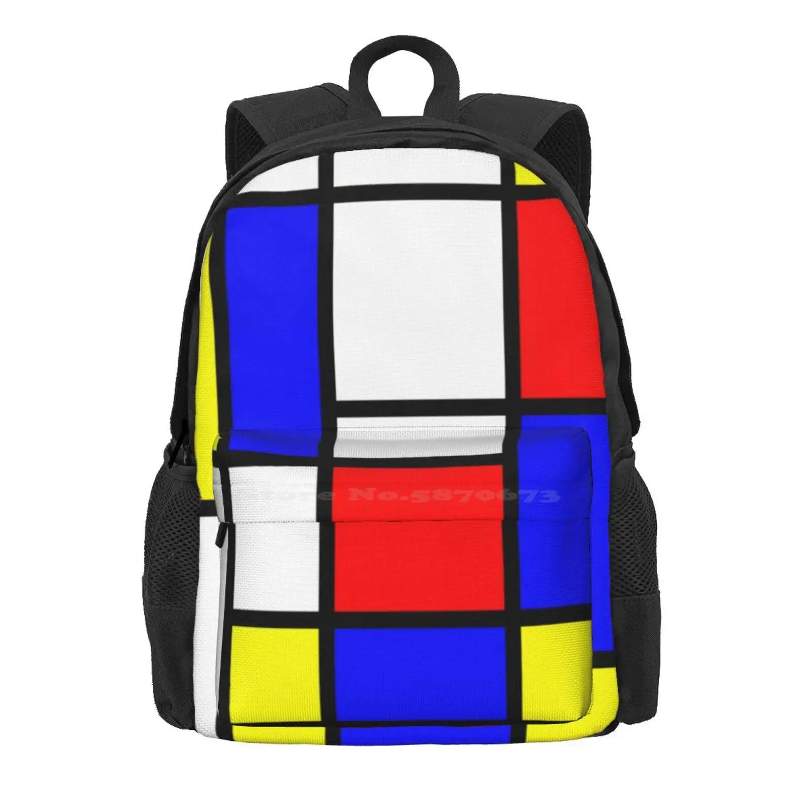 Mondrian Hot Sale Schoolbag Backpack Fashion Bags Piet Mondrian Composition Famous Red Yellow Blue White Black