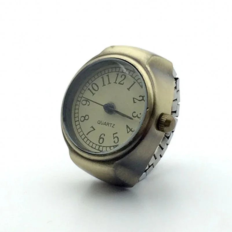 Vintage Punk Finger Watch Mini Alloy Ring for Couples