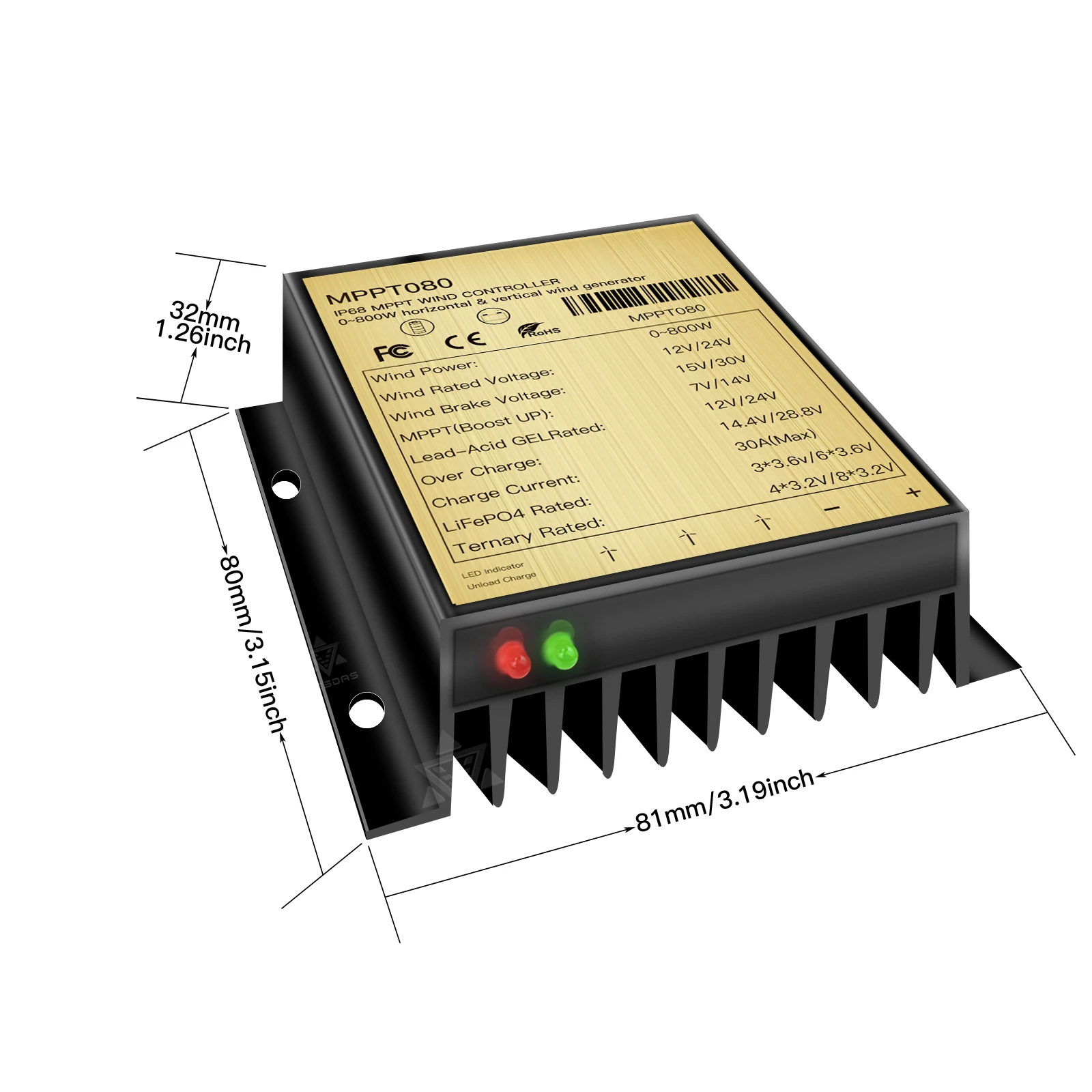 800W 12V 24V  Wind Controller Charge Discharge Wind Generator For Lithium Lead-Acid Gel Battery,Selectable Shipping From EU US