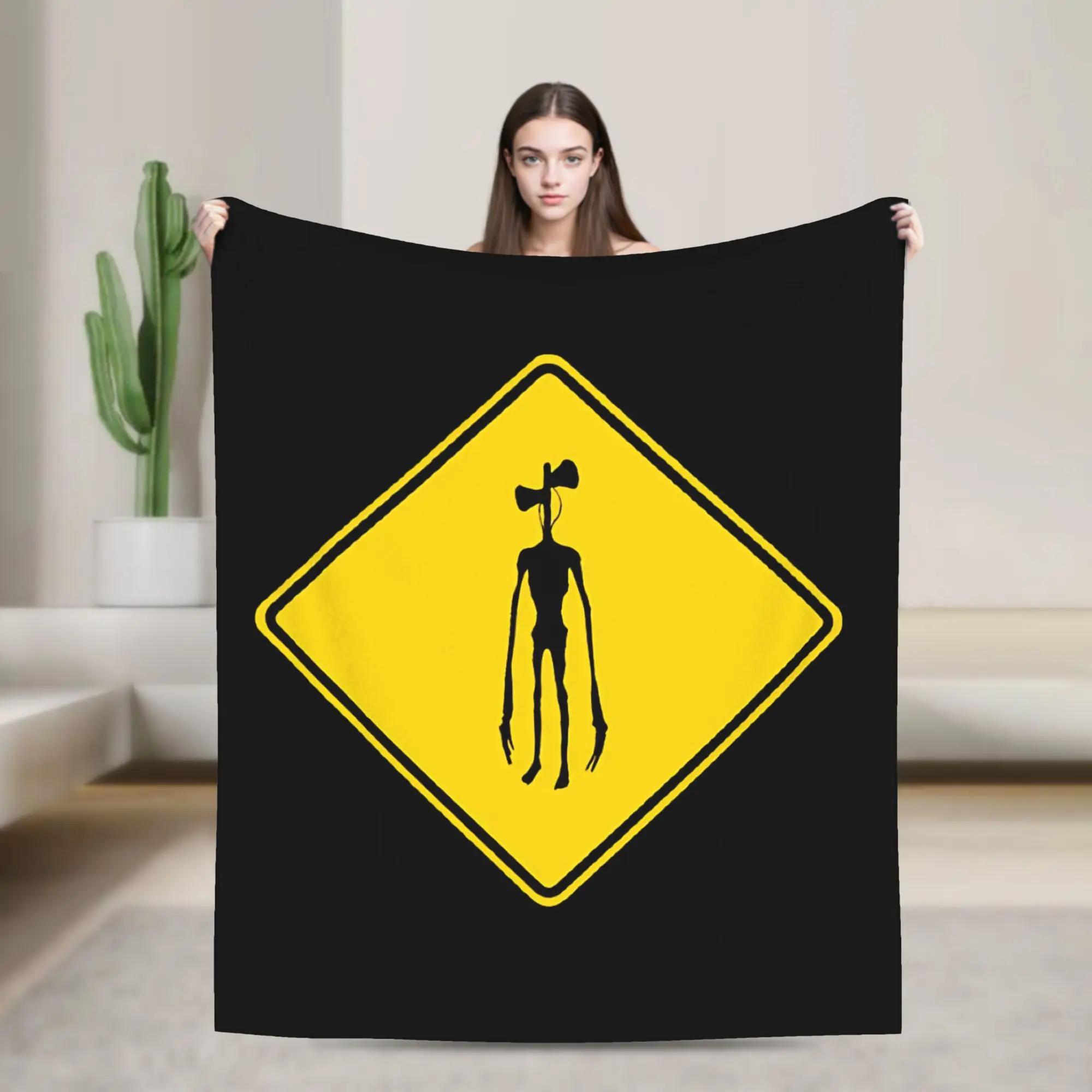 Warning Siren Head Blanket  Plush Funny Warm Throw Blanket for Home Textile Decor