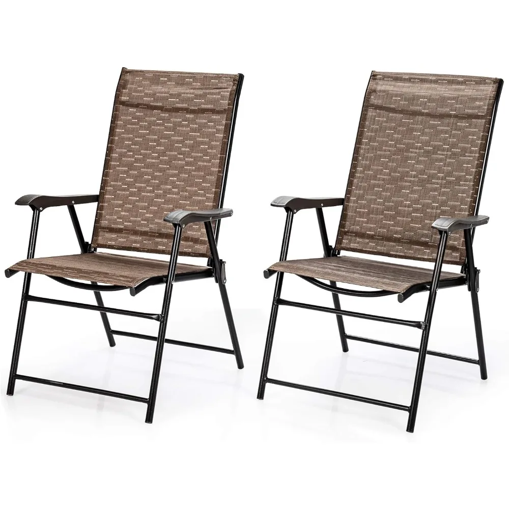 

2-Pack Patio Dining Chairs, Portable Folding Chairs, Camping Chair with Armrest, Outdoor Dining Chairs for Bistro, Deck, Backya