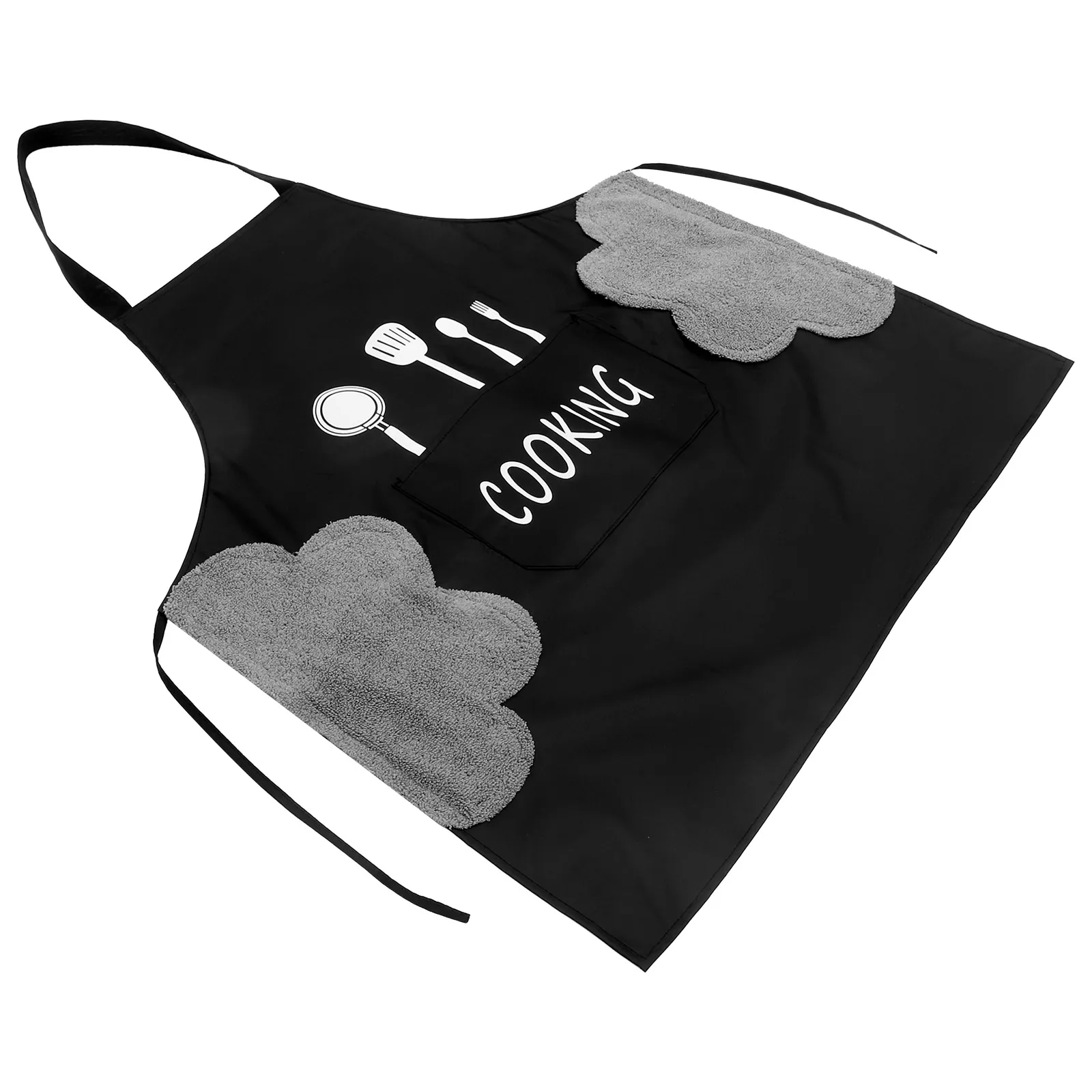 

Adjustable Cooking Apron Coral Fleece Waterproof Kitchen Protector Pocket Practical for Kitchen Baking Cleaning