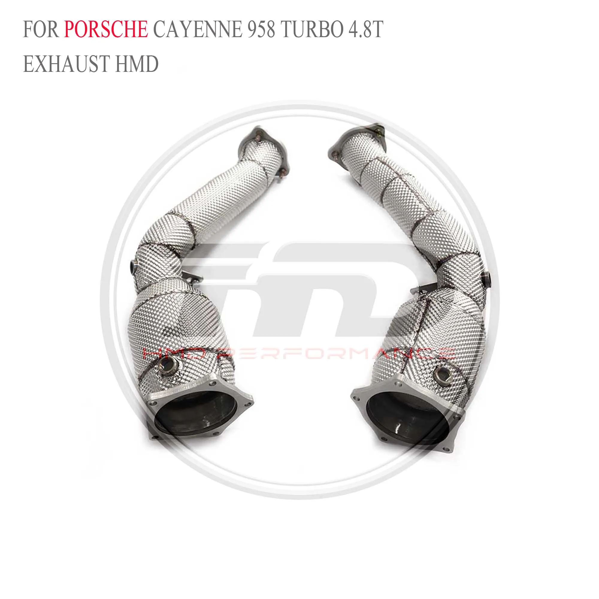 

Car Exhaust Downpipe for Porsche cayenne 958 turbo 4.8T HMD Stainless Steel Performance With Heat Shield Pipe