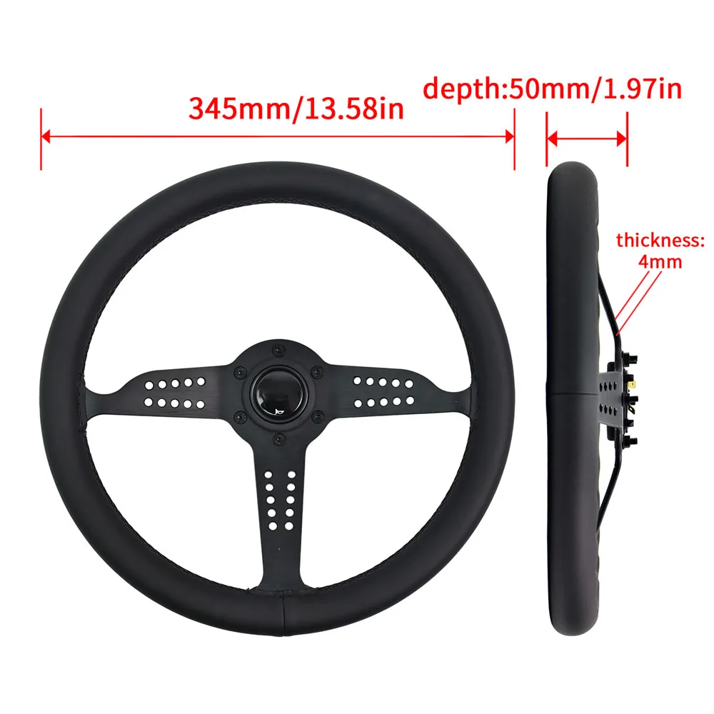 14 Inch Mono2026 Black Edition Genuine Leather Steering Wheel view 2