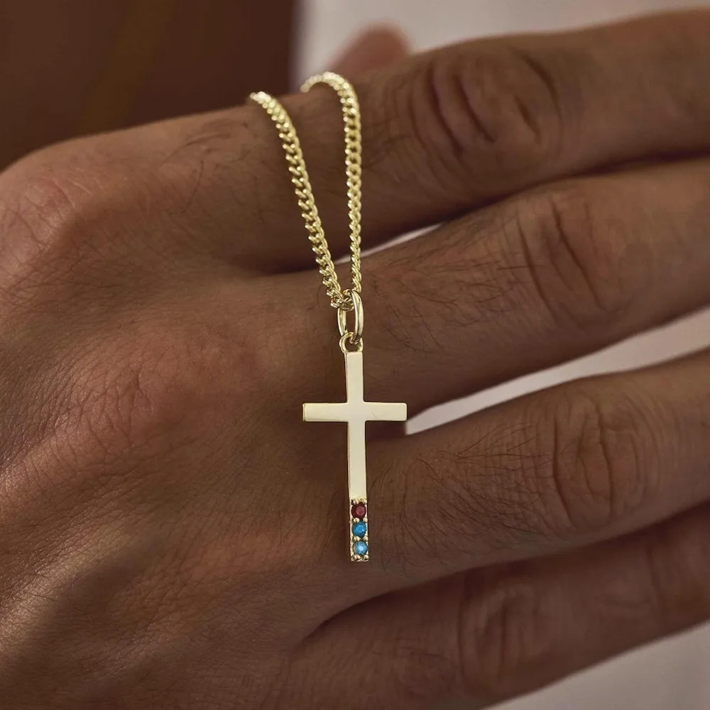 مخصص الصليب قلادة قلادة شخصية الفولاذ المقاوم للصدأ سلسلة صغيرة جوهرة الميلاد سحر الأسرة هدية لأمي الأب