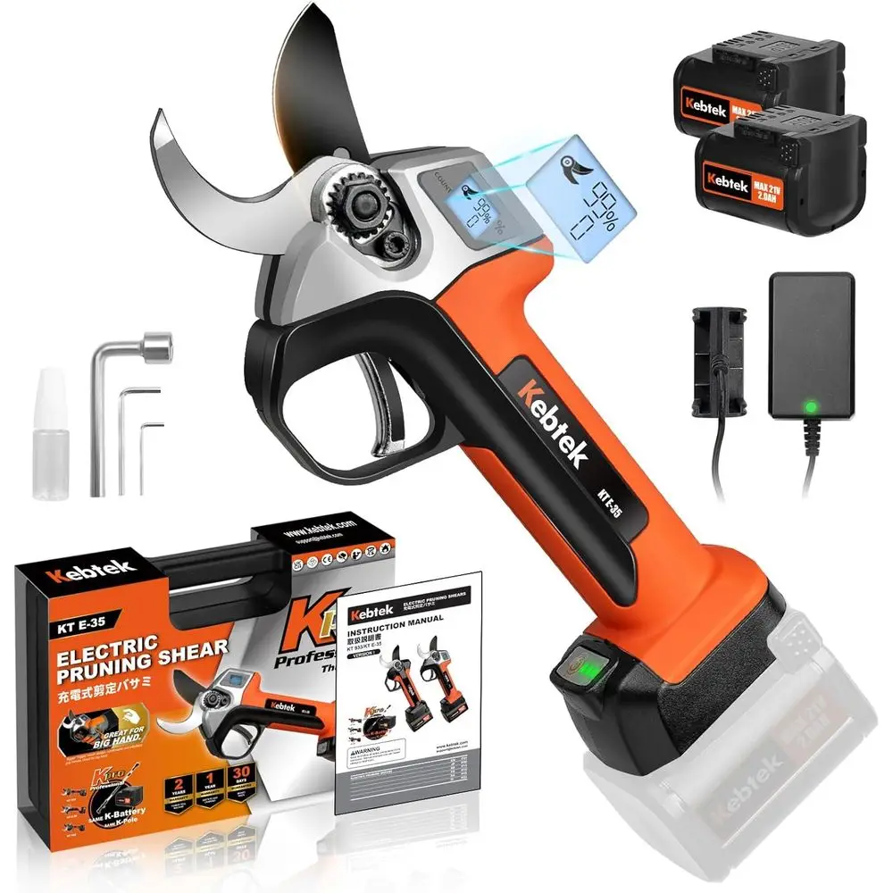 

Cordless Electric Pruning Shears 35MM, Professional Battery Pruners for Tree Trimming 18V Brushless Motor 2Pack 2AH Rechargeable