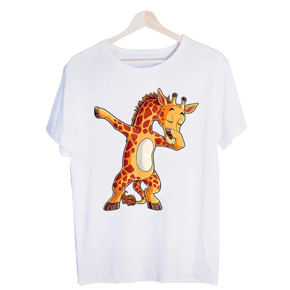 Men's Dancing Giraffe Graphic Tee, Short Sleeve Crew Neck T-Shirt for Casual Summer Outfits