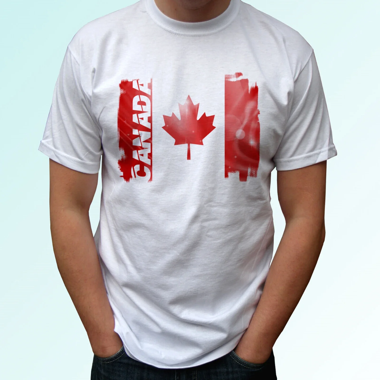 Canada Flag - White T Shirt Top Country Design - Mens Womens Kids & Baby Sizes Breathable Top, Loose Casual Mens T-shirt S-3XL