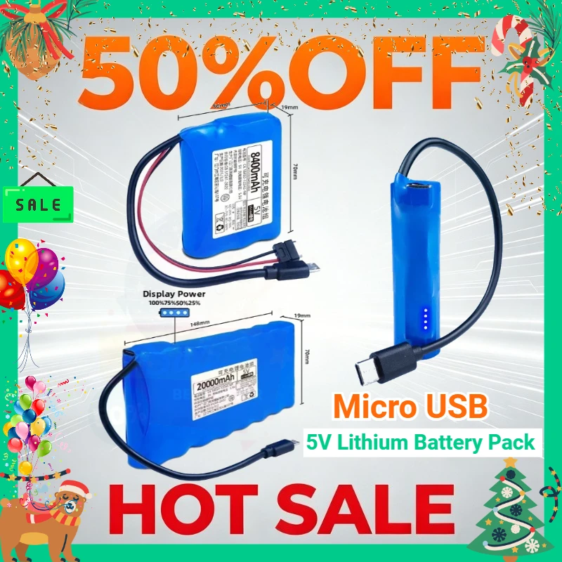 

18650 Micro USB Output 5V Lithium Battery Pack for Mini Speaker WiFi Bluetooth Monitor LED Light USB Fan Rechargeable Battery