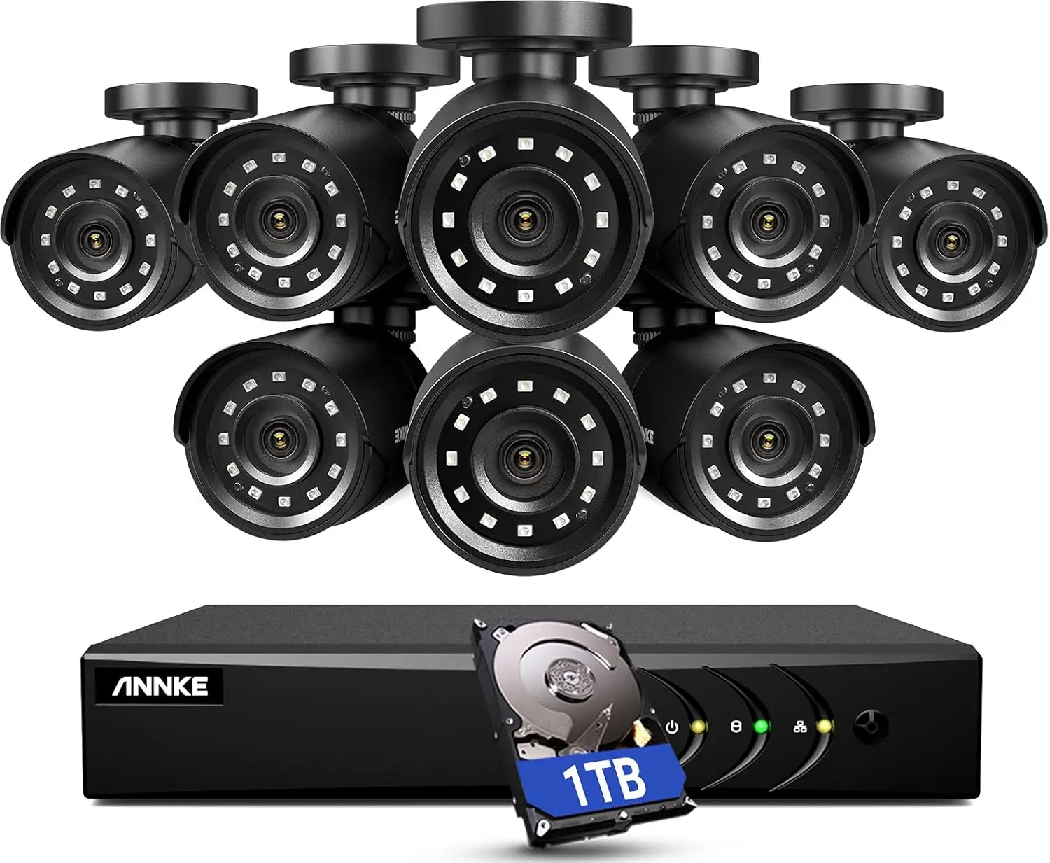 

Security Camera System Outdoor with AI Human/Vehicle Detection, 8CH H.265+ DVR and 8 x 1920TVL 2MP IP66 Home CCTV