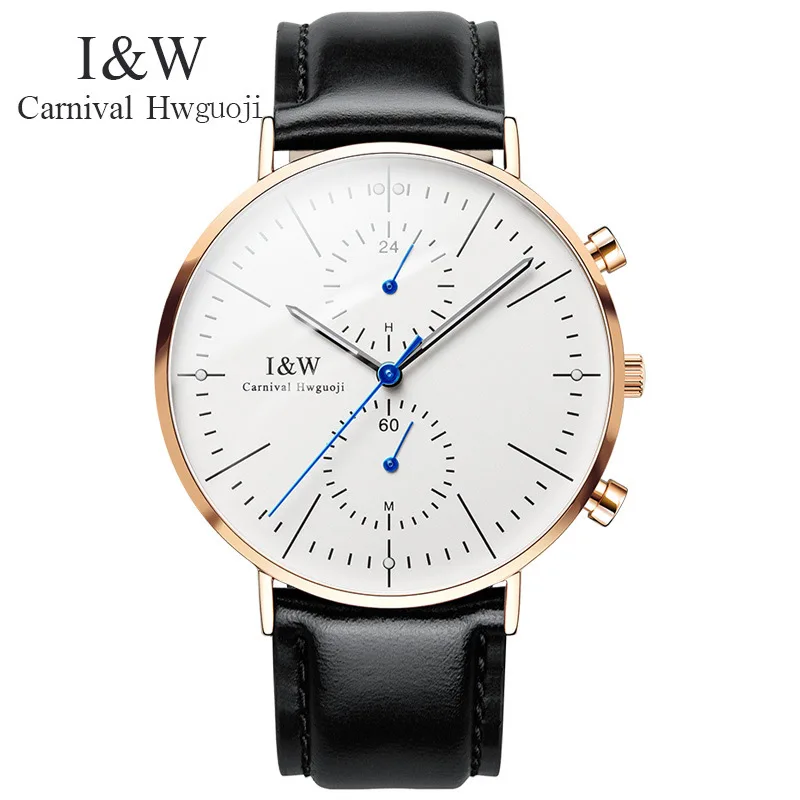 Carnival Brand Luxury Quartz Watch Fashion Sapphire Multifunction Ultrathin Wristwatch Waterproof Luminous for Men Montre Homme