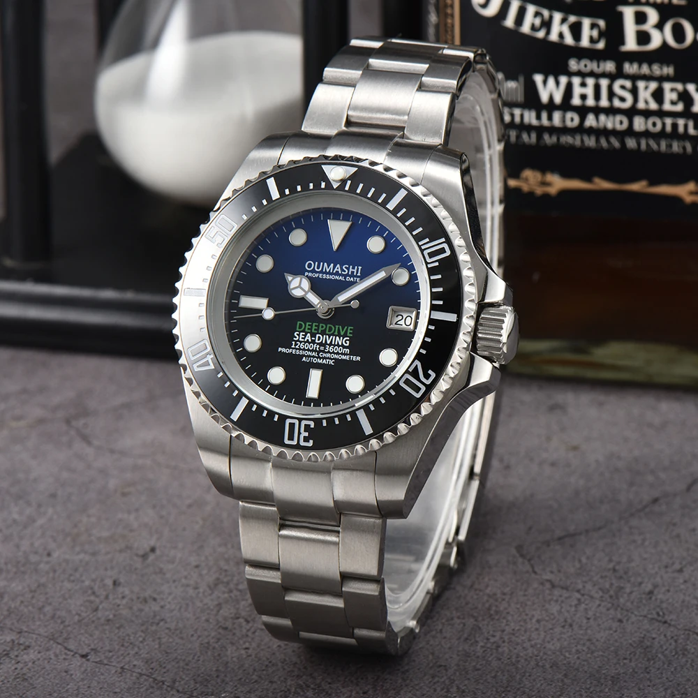 44mm Watch case NH35 Watch Deep Sea Mechanical steel Watch sapphire glass for NH35 Automatic mechanical Movement Men's watch