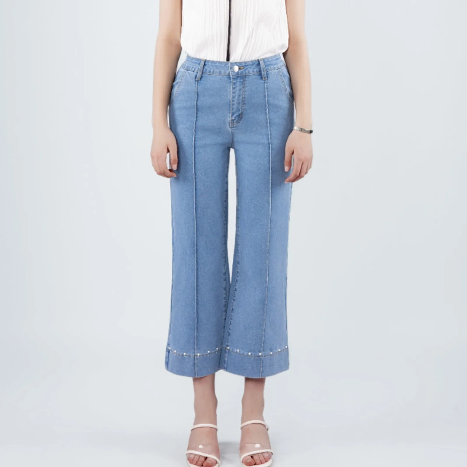 

Women'S High Waist Wide Leg Denim Pants Straight Comfy Fashion Versatile Light-Colored Jeans Daily Commute Travel Matching Jeans