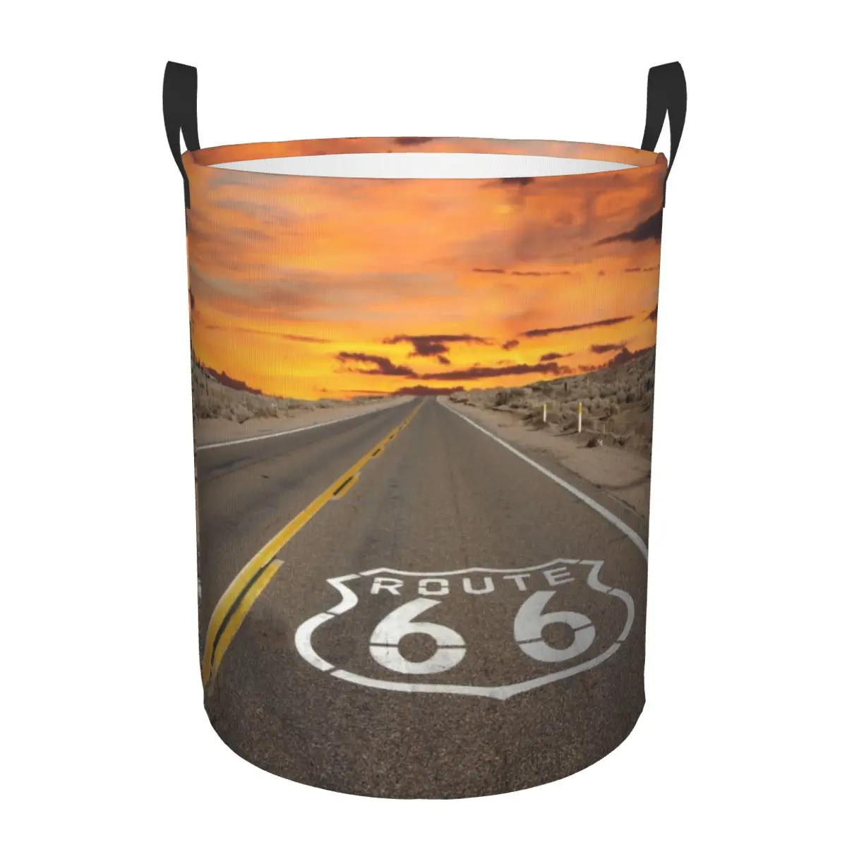 Custom Route 66 Laundry Basket Collapsible USA Highways Baby Hamper for Nursery Toys Organizer Storage Bins