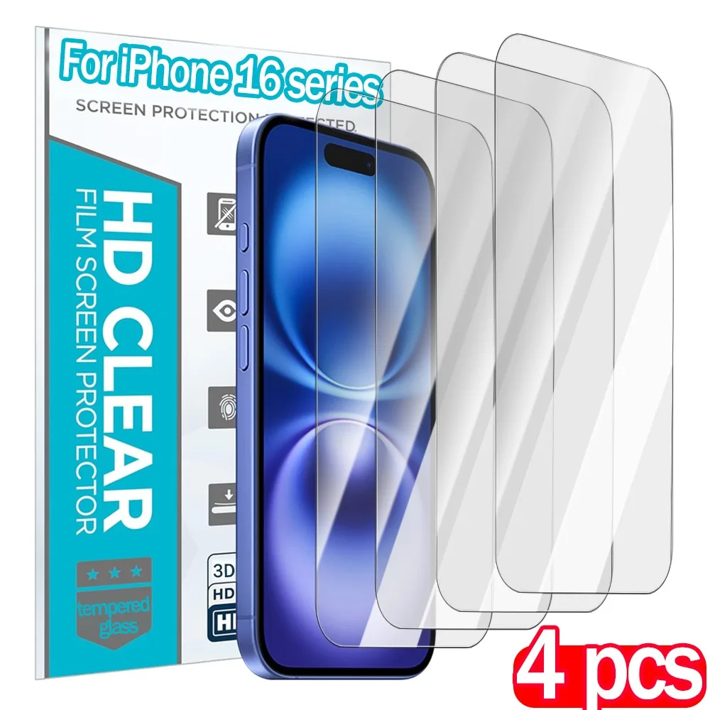 1-4 قطعة من الزجاج المقسى لهاتف آيفون 16 برو ماكس 16 بلس 16Pro 16e واقيات شاشة السينمائي لهاتف آيفون 16 سلسلة أفلام واقية زجاجية #1