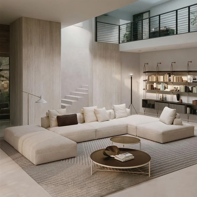 Modern L Shaped 7 Seater Sectional Sofa Furniture Set Italian Living Room Modular Combinable