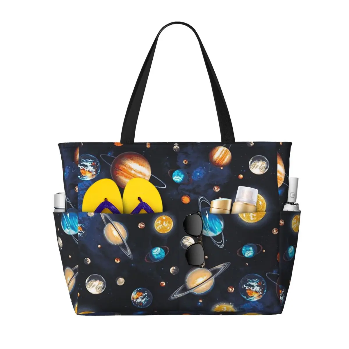 Solar System Space Planets Universe Beach Tote Bag Sport Gym Yoga Duffle Large Tote Bag Women Travel Bag Fitness bag